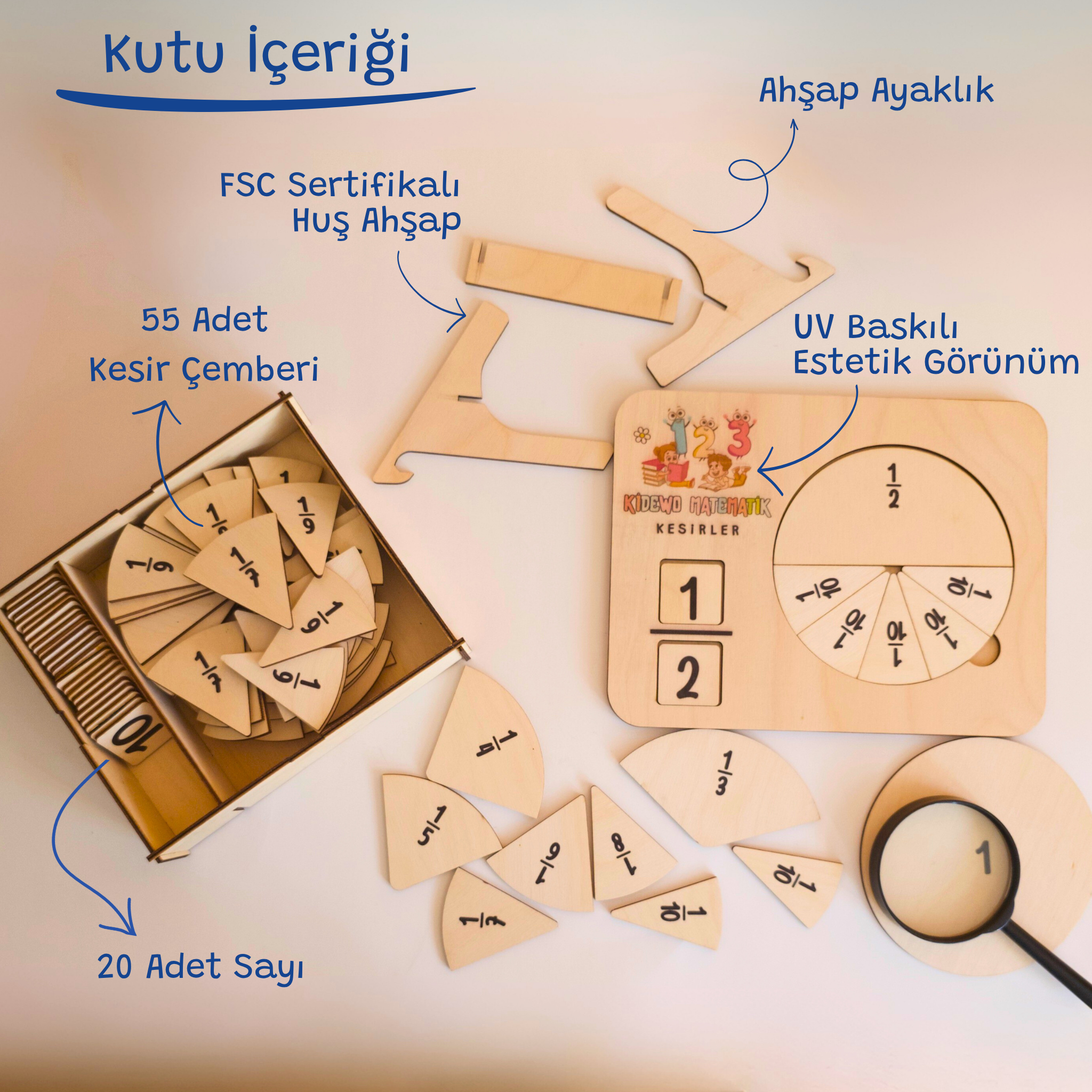 Yaz Tatili Ahşap Matematik Seti – Toplama, Çıkarma, Çarpma ve Kesir