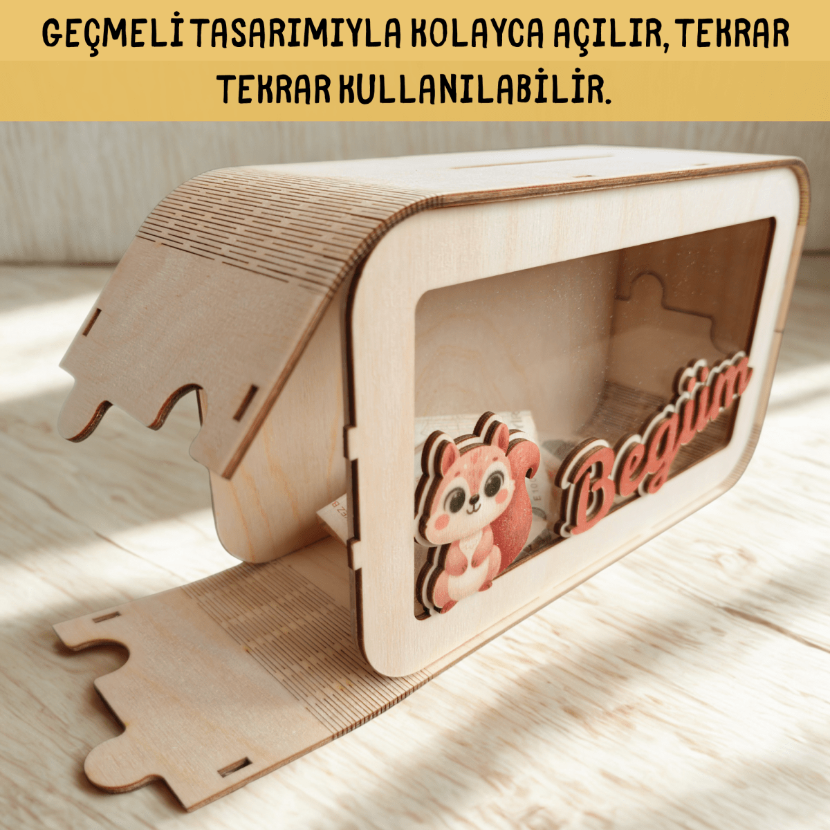 Kidewo Ahşap Kumbara – Çocuklar İçin Eğitici Tasarruf Kutusu - Ahşap Eğitici Oyuncak - KIDEWO