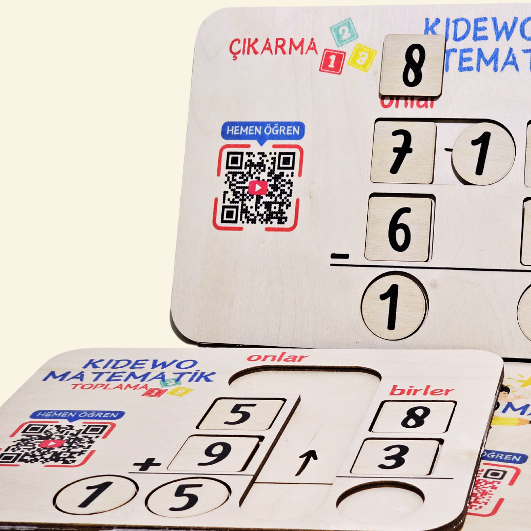 KIDEWO MONTESSORI AHŞAP MATEMATİK SETİ | ÇİFT BASAMAKLI ÇIKARMA EĞİTİCİ AHŞAP OYUNCAK