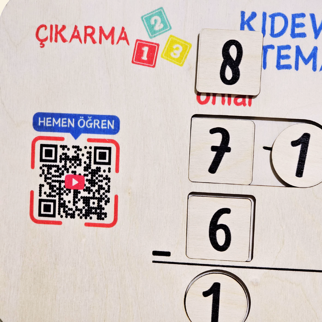 KIDEWO MONTESSORI AHŞAP MATEMATİK SETİ | ÇİFT BASAMAKLI ÇIKARMA EĞİTİCİ AHŞAP OYUNCAK