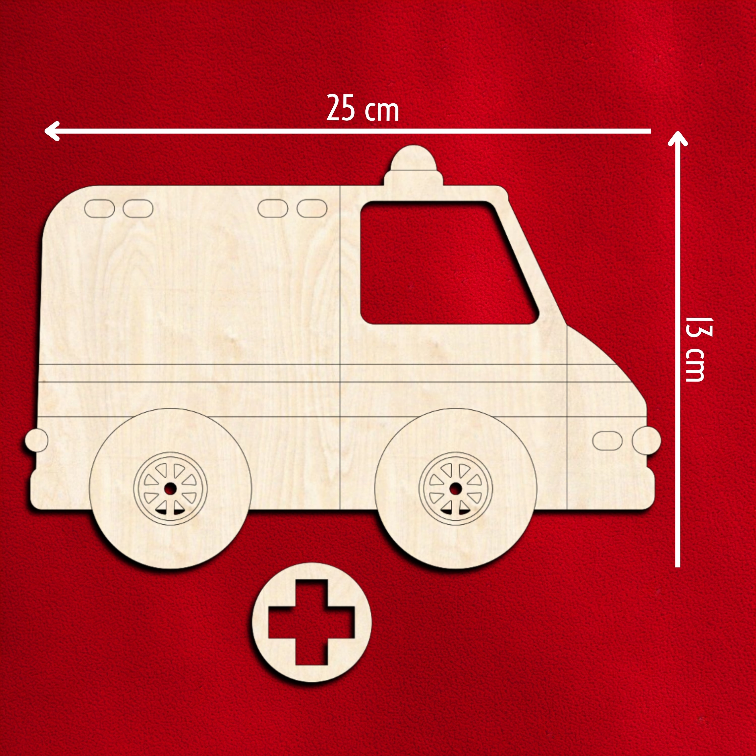 Ambulans Ahşap Boyama Etkinlik Seti + Eğitici Çocuk Aktivite + Fırça + Akrilik Boya Kreş Okul Öncesi