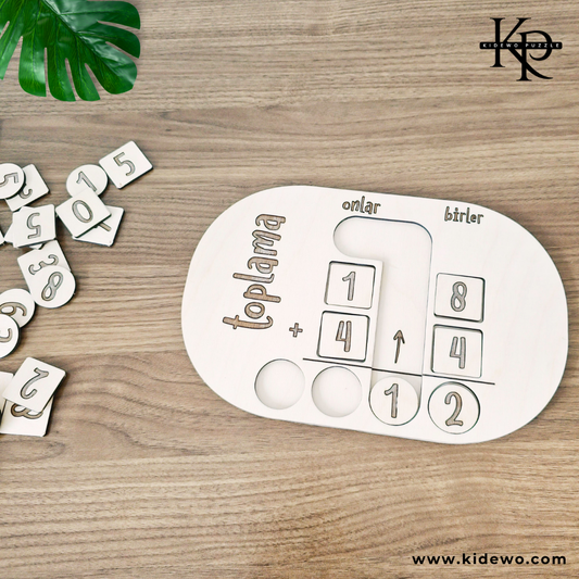 KIDEWO MONTESSORI AHŞAP MATEMATİK SETİ | ÇİFT BASAMAKLI TOPLAMA EĞİTİCİ AHŞAP OYUNCAK