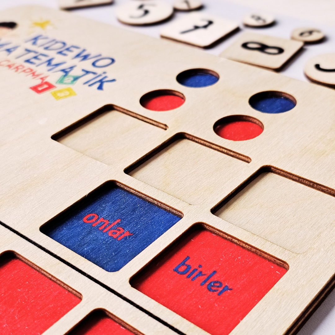 Kidewo Montessori Ahşap Matematik Seti | Toplama, Çıkarma ve Çarpma Eğitici Ahşap Oyuncak