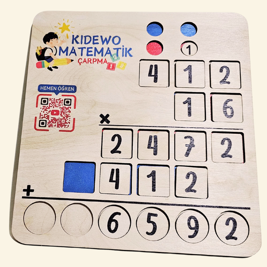 KIDEWO MONTESSORI AHŞAP MATEMATİK SETİ | ÇİFT BASAMAKLI ÇARPMA EĞİTİCİ AHŞAP OYUNCAK