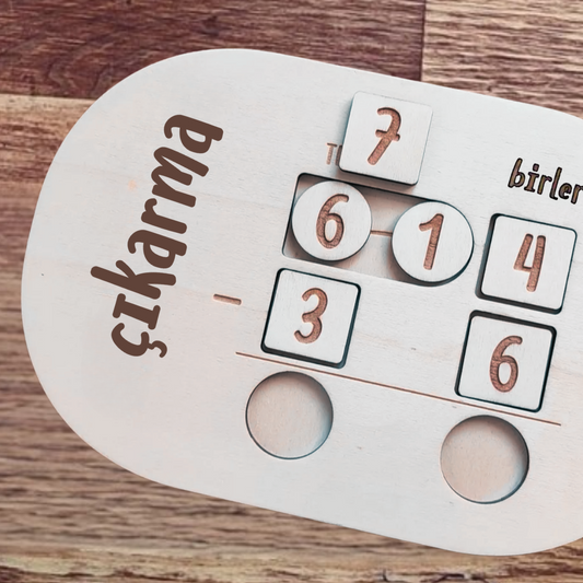 KIDEWO MONTESSORI AHŞAP MATEMATİK SETİ | ÇİFT BASAMAKLI ÇIKARMA EĞİTİCİ AHŞAP OYUNCAK